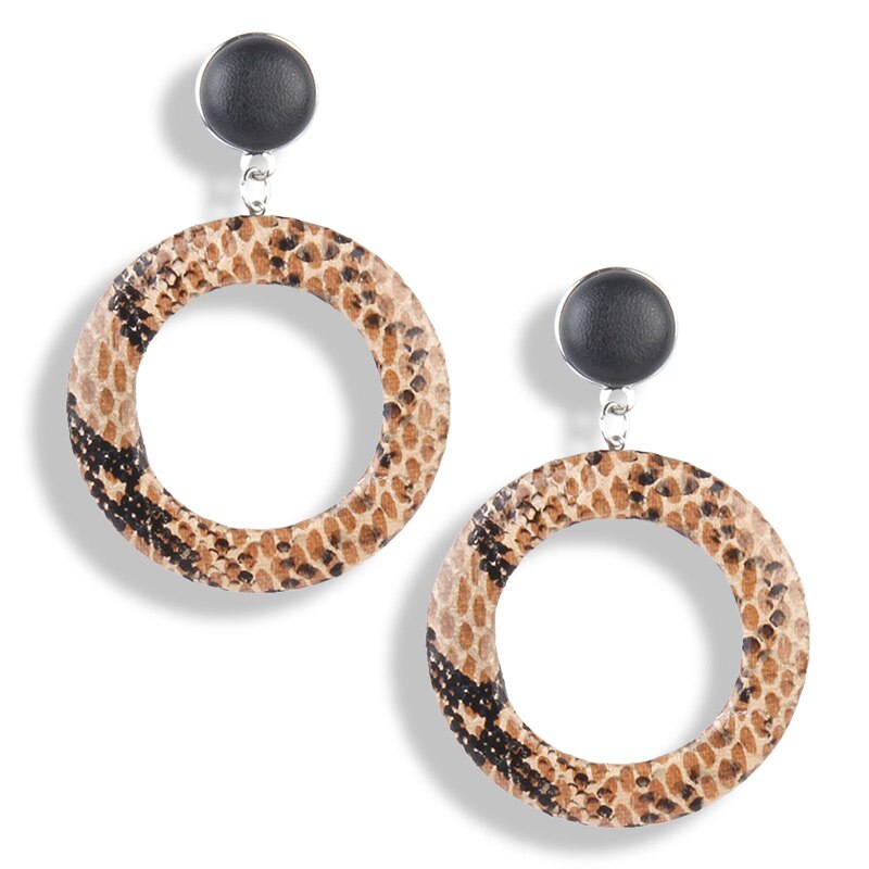 Snake Print Acrylic Hoop Stud Styled Earring 3 Colors Neshe Fashion Jewelry
