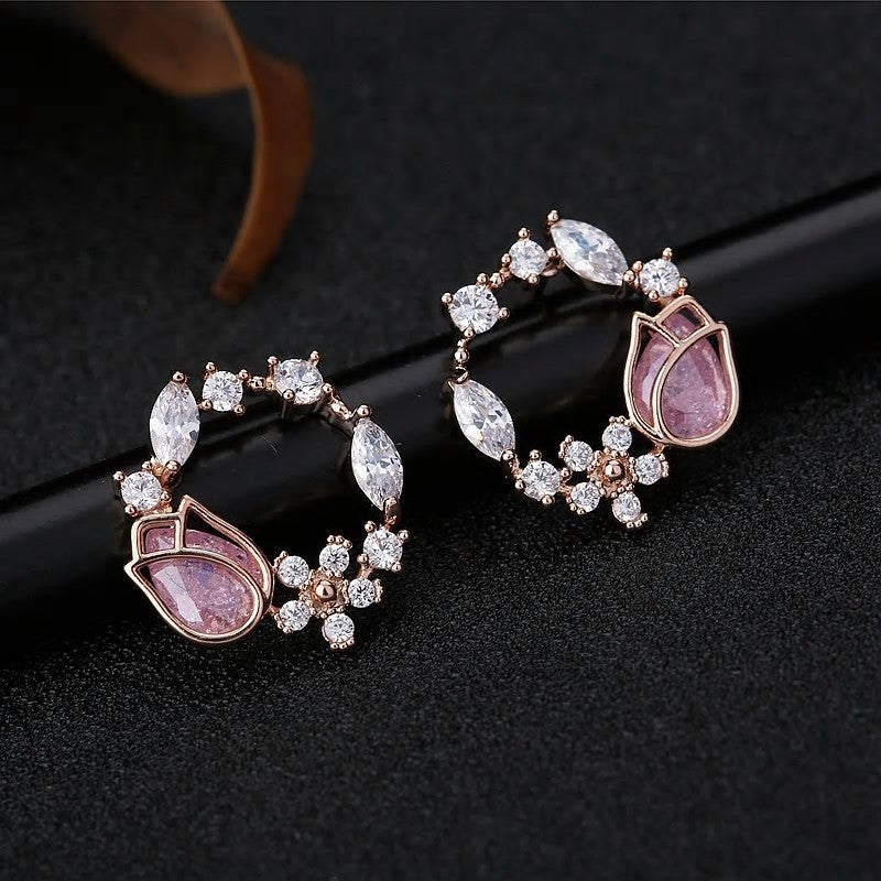 Rose gold 2024 stone earrings