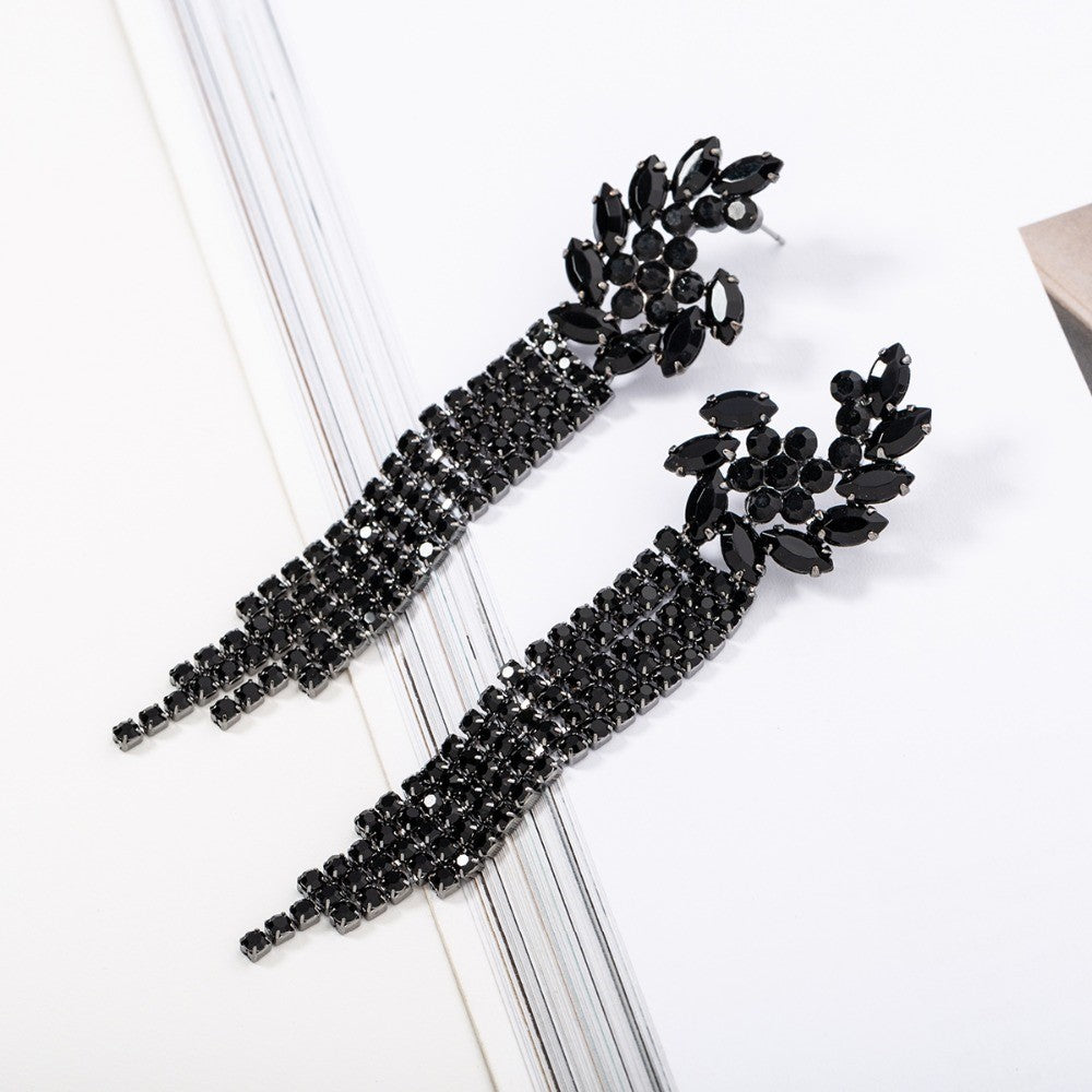 Rhinestone discount long earrings
