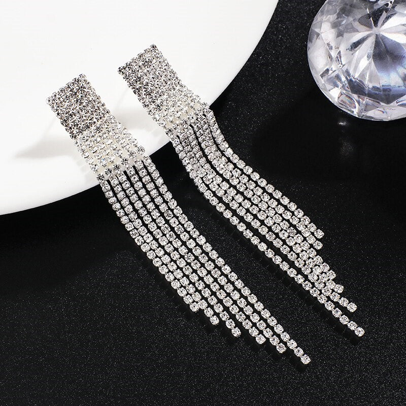 Rhinestone store long earrings