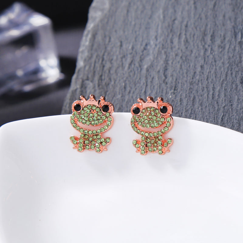 Frog Earrings Stud in Wood Cute Frog Gifts Jewelry Hypoallergenic