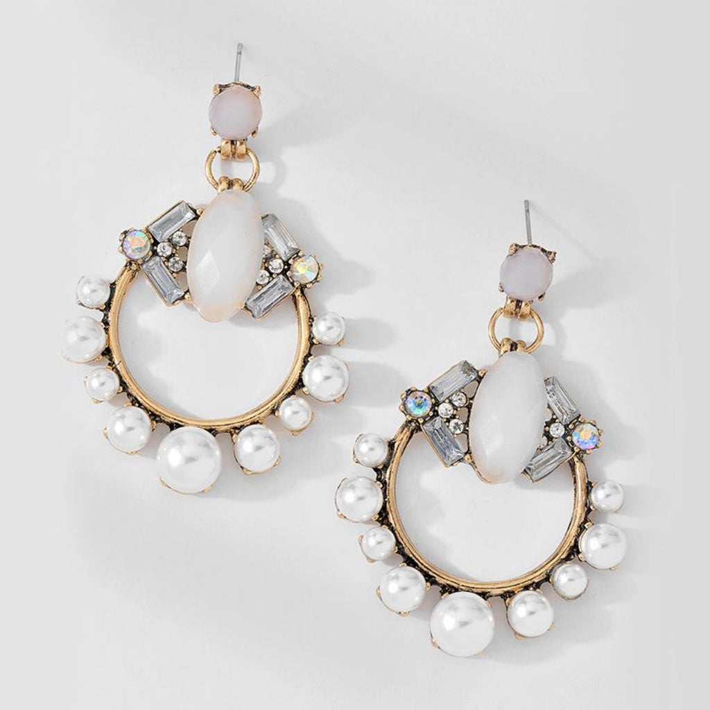 Pearl Dangle Statement Hoop Earring – Neshe Fashion Jewelry