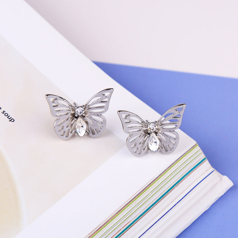 Silver sales butterfly studs