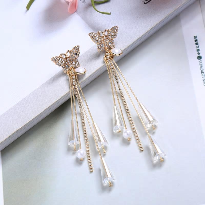 Butterfly long earrings discount