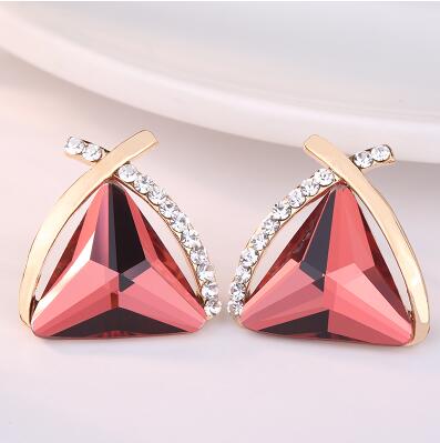 Triangle stone earrings new arrivals