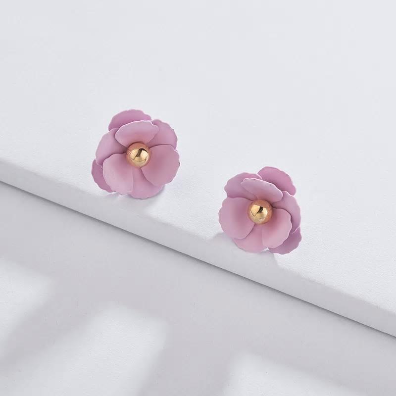 Cute Vibrant Colorful Flower Stud Earrings 4 Colors Neshe Fashion Jewelry
