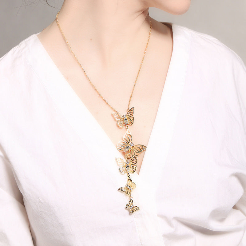 Long butterfly hot sale necklace