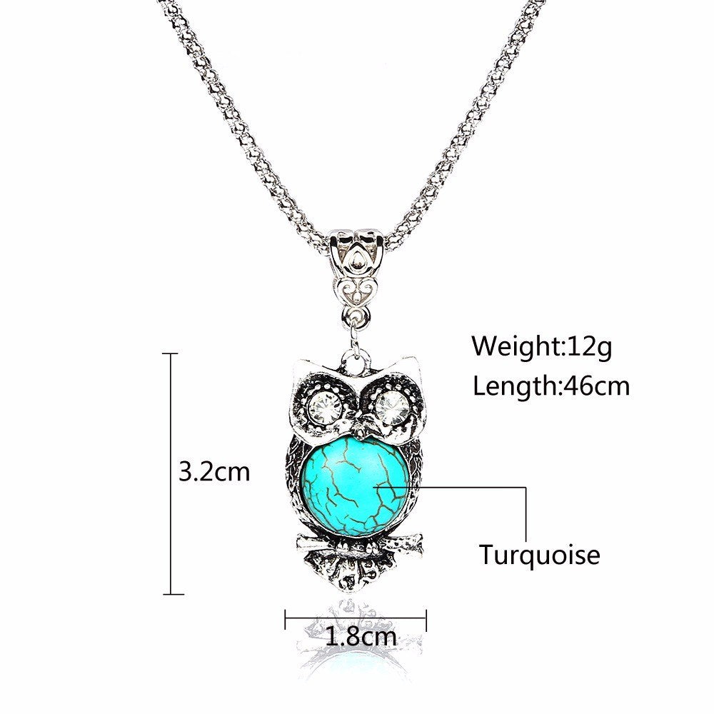 Blue shop owl necklace
