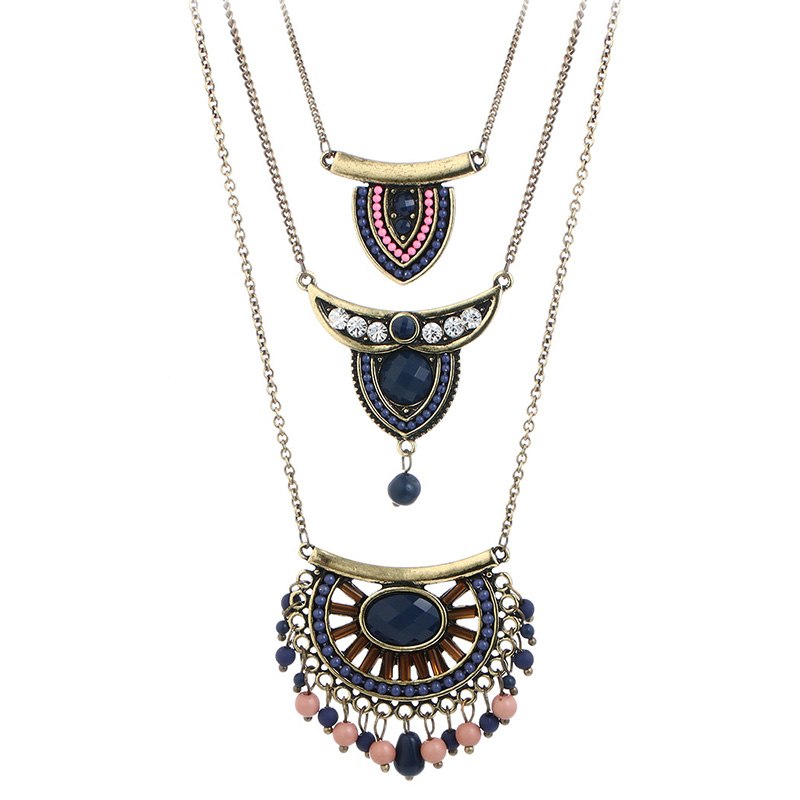 Bohemian Beads Multilayer Pendant Necklace Colors