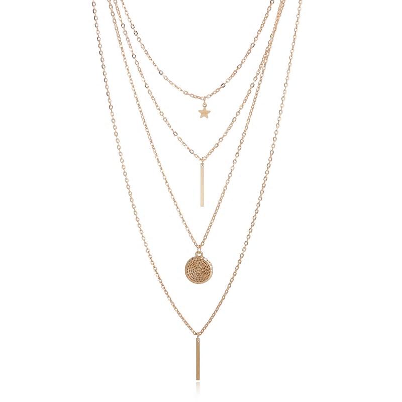 Boho Multi layer Pendant Layered Necklace Neshe Fashion Jewelry