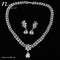 CZ Flowers Tear Drop Earrings Necklace Jewelry Set