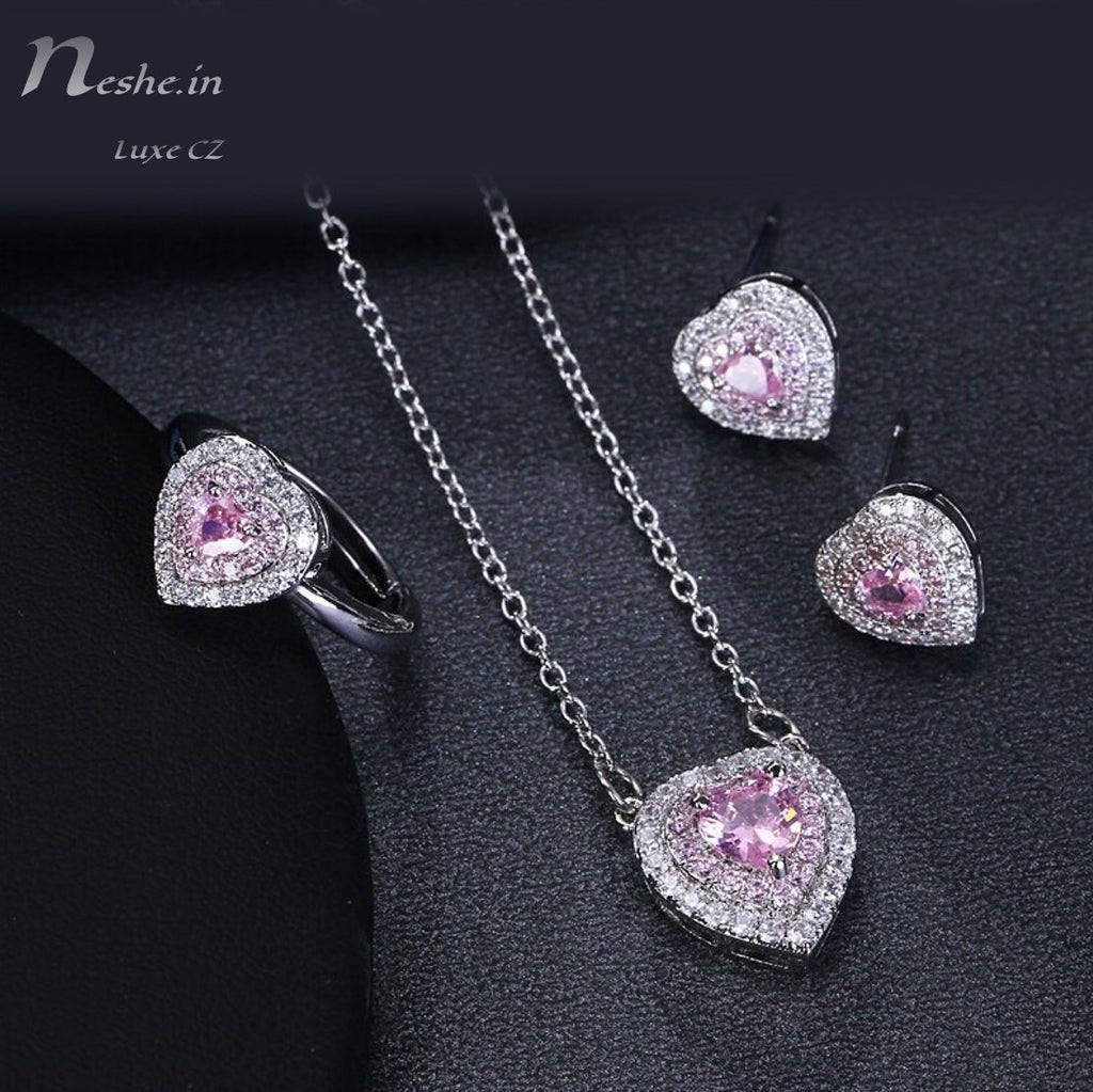 Heart ring necklace and earring set online