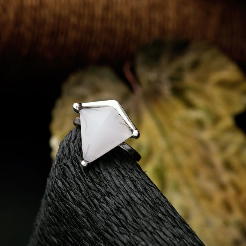 Silver Statement Triangle Geometric Charm Rings (Set of 3) - [neshe.in]