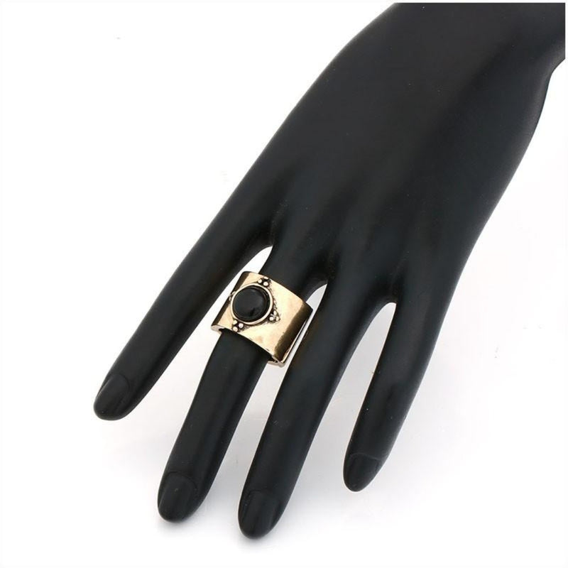Antique Gold Adjustable Statement Party Ring - [neshe.in]