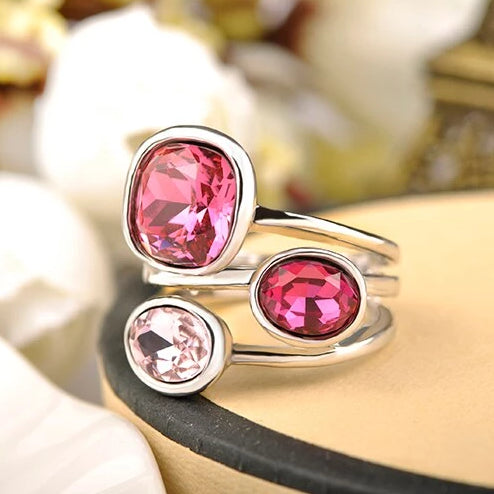 Classic Cubic Zircon Big Stone Ring Pink Neshe Fashion Jewelry