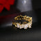 Cz Stone Pavement Abstract Shaped Golden Open - Ring - [neshe.in]
