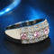 Pink & White CZ Crystals Silver Band Romantic Ring - [neshe.in]