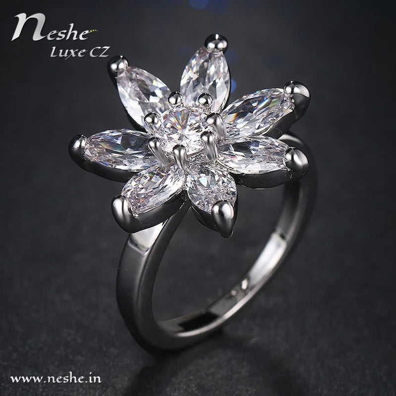 AAA CZ Delicate Flower Ring - 2 Sizes