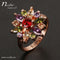 Golden Flower Colored Stone CZ Ring -2 Size