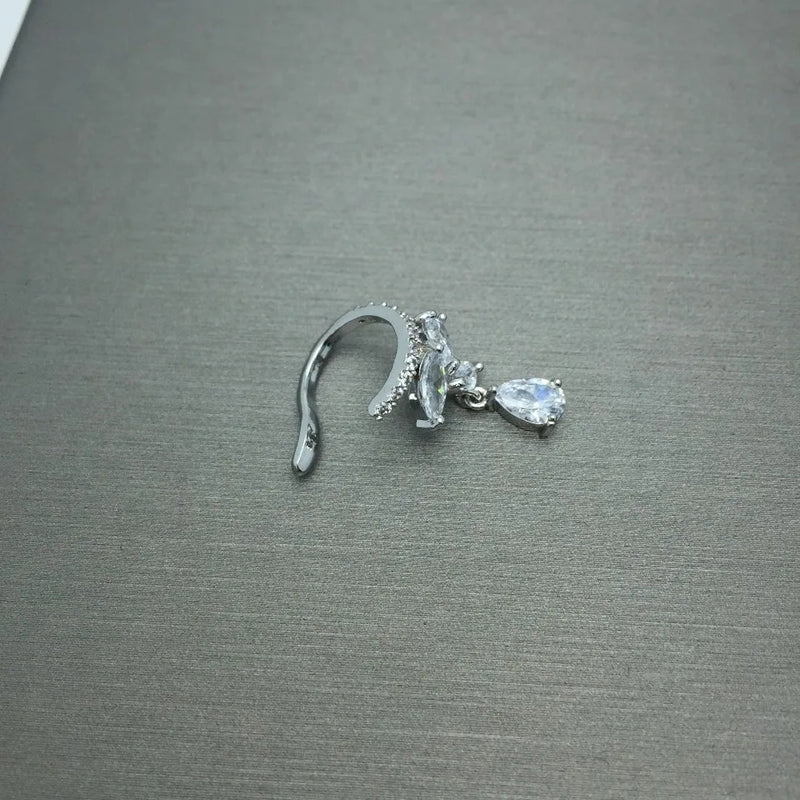CZ Crystal Jackets Ear Cuff Water Drop Clip on Earrings.