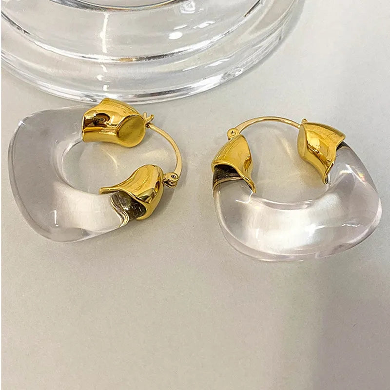 Transparent Acrylic Geometric Hoop Earrings-5