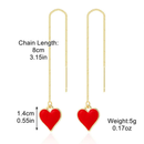 Thread Drop Enamel Red Heart Earring