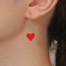 Thread Drop Enamel Red Heart Earring