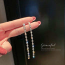 CZ  Long Elongated  Zircon Drop Earring