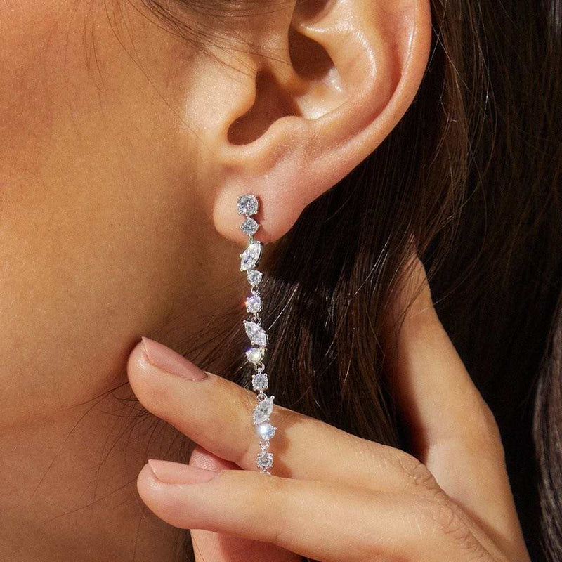 CZ  Long Zircon Drop Earring