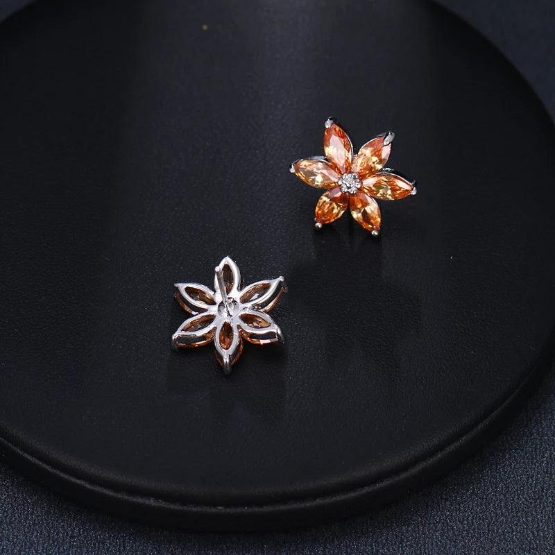 Charming Maple Leaves Shape CZ Stud Earring