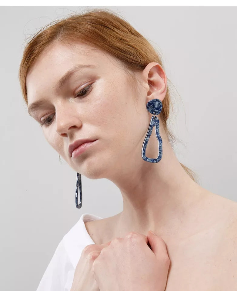 Blue Irregular Acrylic Shaped Earring