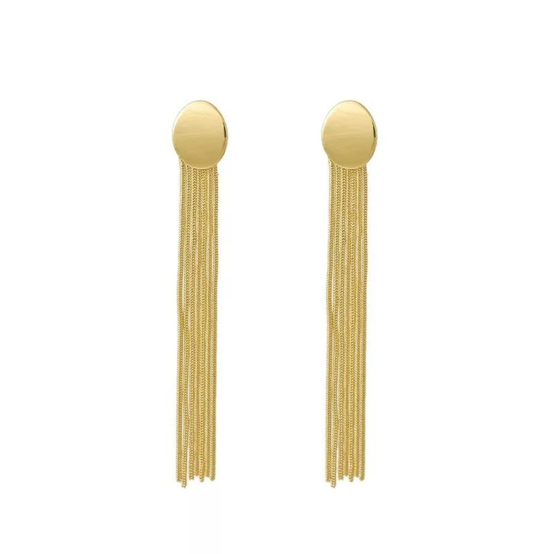 Long Tassel Drop Dangle Metal Earrings - 2 Colors