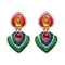 Ethnic Vintage Crystal Enamel Statement Earrings