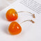 Romantic Cute Wine Red and Yellow Cherry Stud Drop Earrings