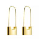 Trendy Golden Lock Style Drop Earrings