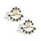 Stylish Golden Black and Clear Crystals Ear Jacket Earring