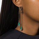 Snake Green Long Rhombus Drop Tassel Vintage Earring - [neshe.in]