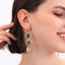 Long Light Green Square Pendant Drop Earrings
