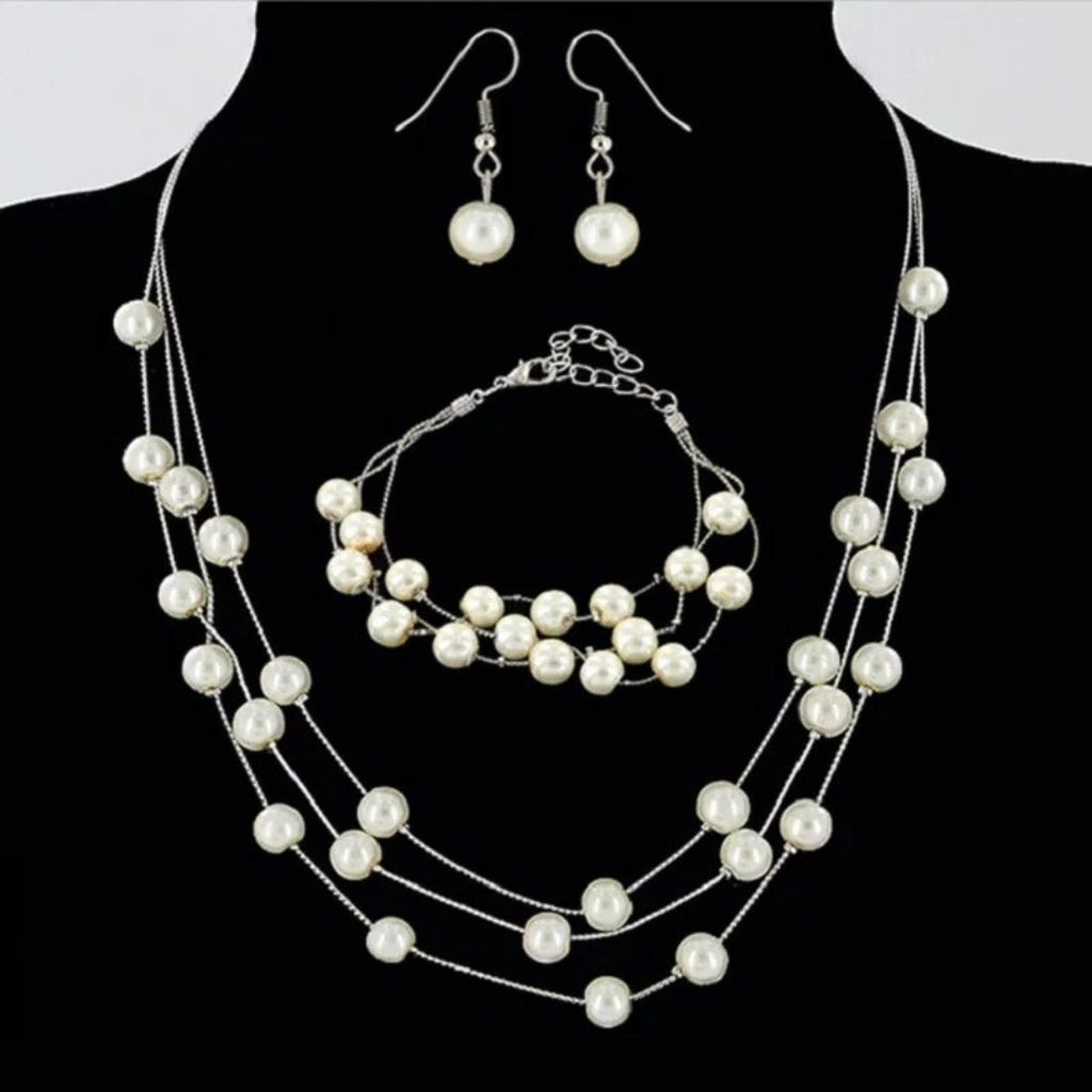 Glass Pearls Necklace with Gold Plated Round Bead and matching Earring –  Soyara Ethnics Studio
