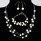 Imitation Pearl Golden Double Layer Earrings Necklace Bracelet Sets -2