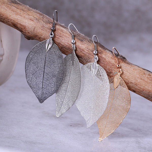 Natural Leaf Shape Drop Earrings - 4 Colors - [neshe.in]