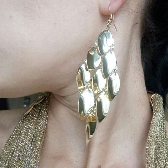 Multi layer Water Drop Gold Dangle Earrings - [neshe.in]