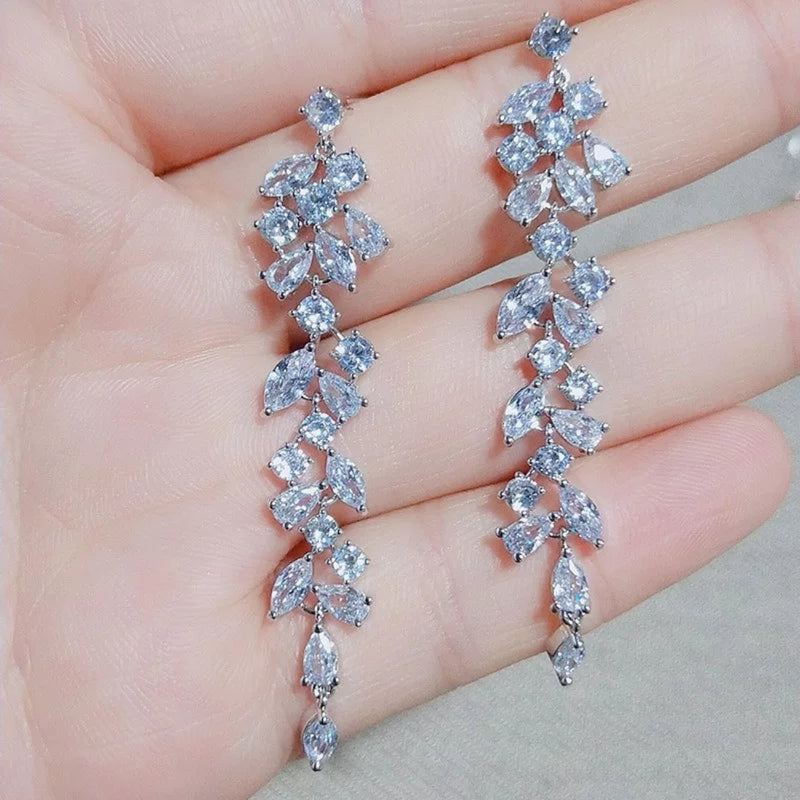Alyssa with Swarovski Crystal Drop Wedding Earrings – Joanna Bisley Designs