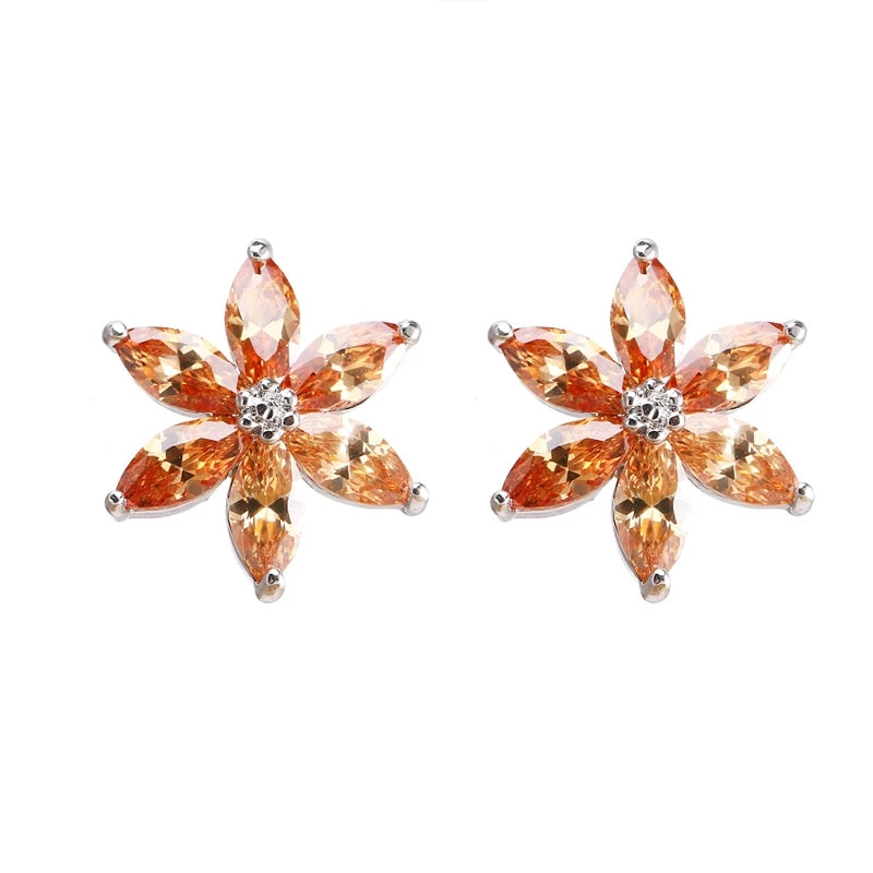 Charming Maple Leaves Shape CZ Stud Earring