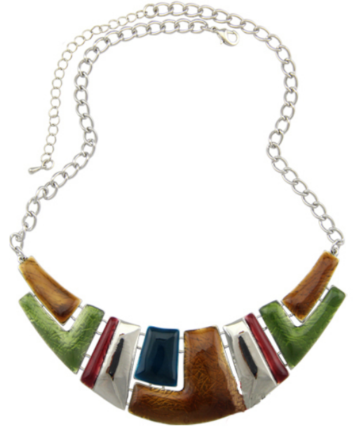 Ethnic Silver Colorful Enamel Chunky Choker Necklace - 3 Styles - [neshe.in]