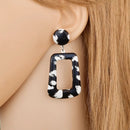 Printed Geometric Acrylic Leather Wrap Drop Earrings - 5 Styles