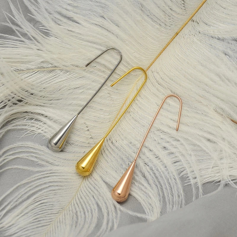 Long Hook Style Water Drop Dangle Earrings -3 Colors