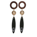 Ethnic Style Wood Tassel Circle Drop Earrings - 2 Colors (Green & Black) - [neshe.in]