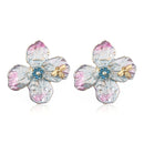 Flower Blue earring with pink tint