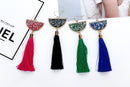 Bohemian Ethnic Colourful Natural Stone Long Tassel Earrings - 6 Scintillating Colors - [neshe.in]